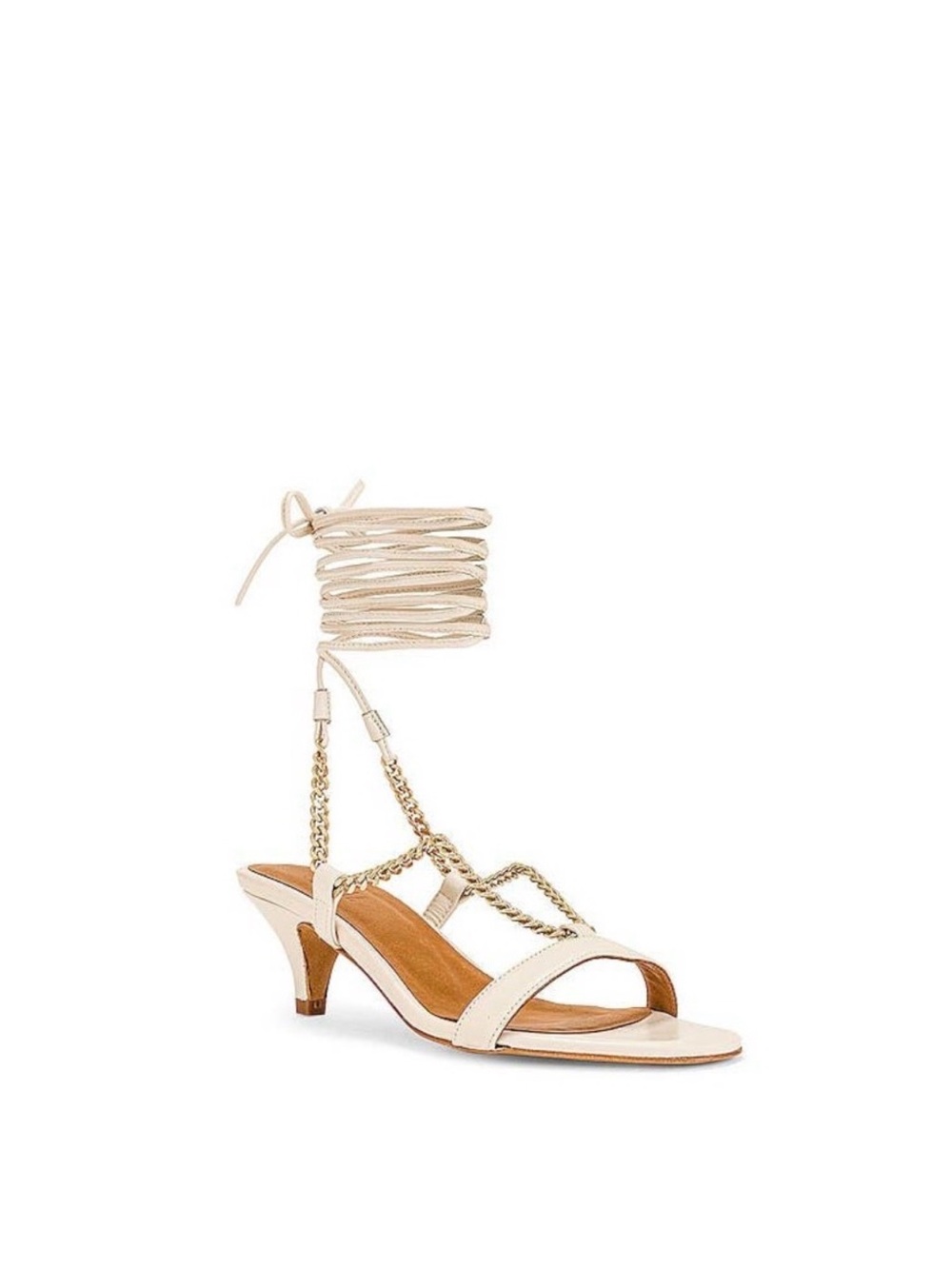 TORAL Talco Chain Lace Up Amputee Heel Sandal sz 36 Champagne Natural